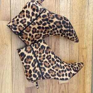 J.Crew Fiona Kitten‑Heel Ankle Boots – Leopard Calf Hair – Women’s Size 10 – NWT